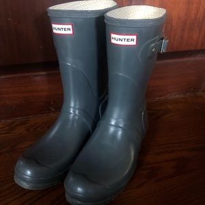 short gray hunter rain boots
